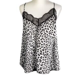 ee:some Leopard Print Lace Trim Satin Cami Y2K Grunge Size L